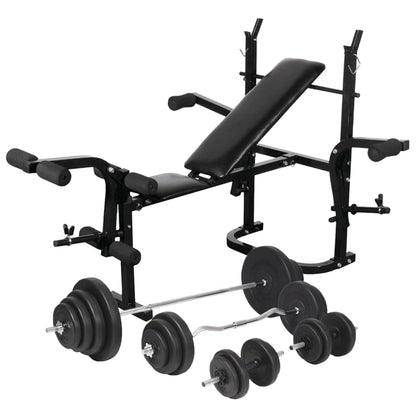Gewichtenbank met gewichtenrek en halterset 120 kg