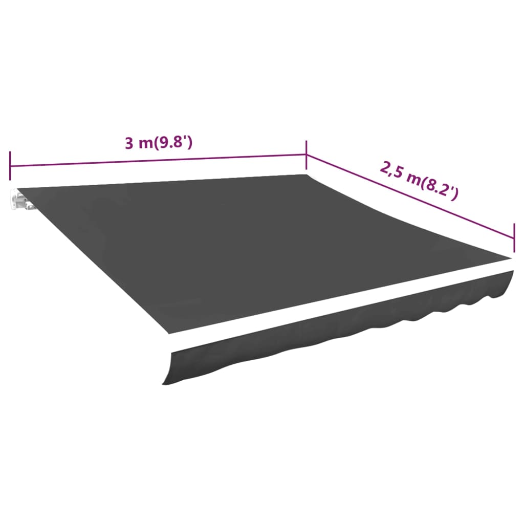 Luifeldoek Canvas 300 x 250 cm Antraciet