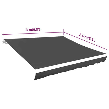 Luifeldoek Canvas 300 x 250 cm Antraciet