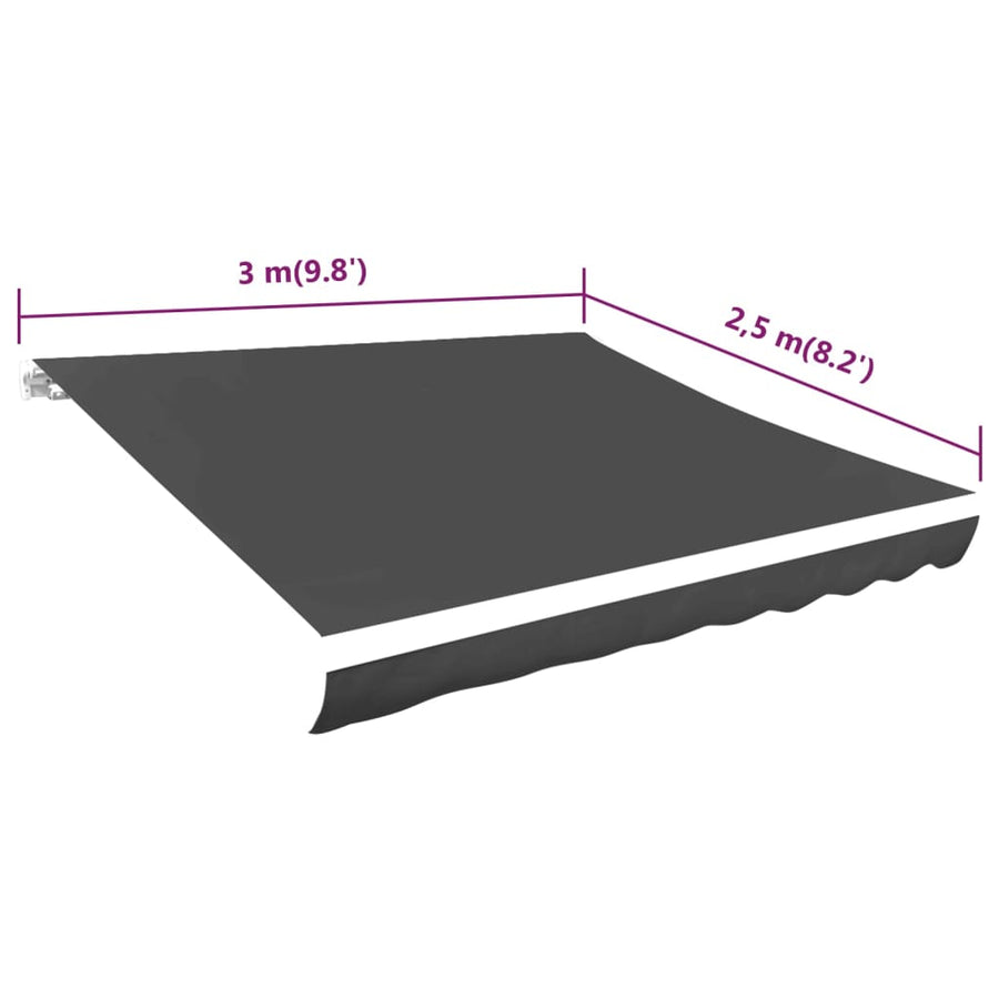 Luifeldoek Canvas 300 x 250 cm Antraciet