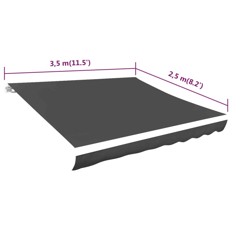 Luifeldoek 350x250 cm canvas antraciet 350 x 250 cm Antraciet