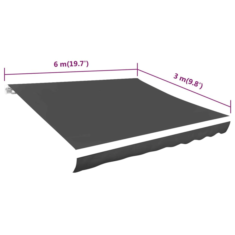 Luifeldoek Canvas 600 x 300 cm Antraciet
