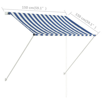 Luifel Uittrekbaar En Wit 150 x 150 cm Blauw