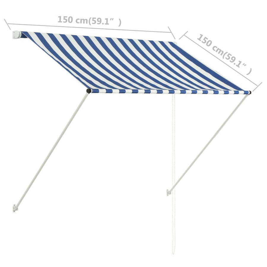 Luifel Uittrekbaar En Wit 150 x 150 cm Blauw