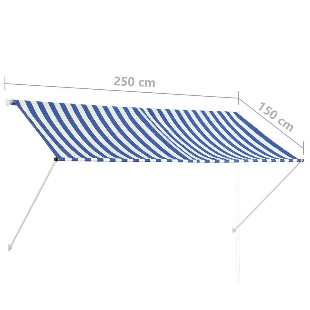 Luifel Uittrekbaar En Wit 250 x 150 cm Blauw