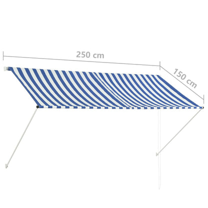 Luifel Uittrekbaar En Wit 250 x 150 cm Blauw