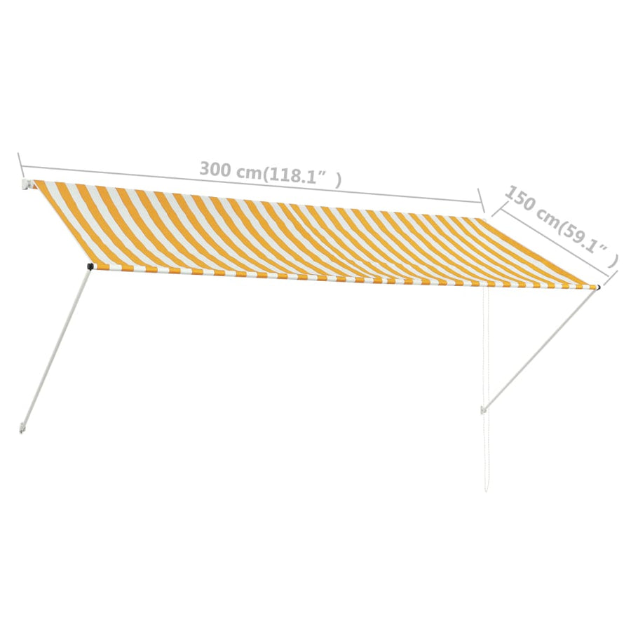 Luifel Uittrekbaar En Wit 300 x 150 cm Geel