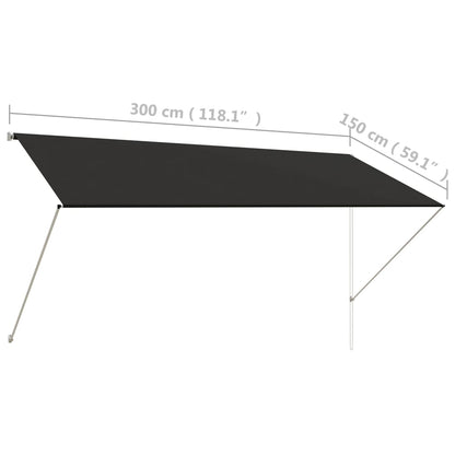 Luifel Uittrekbaar 300 x 150 cm Antraciet