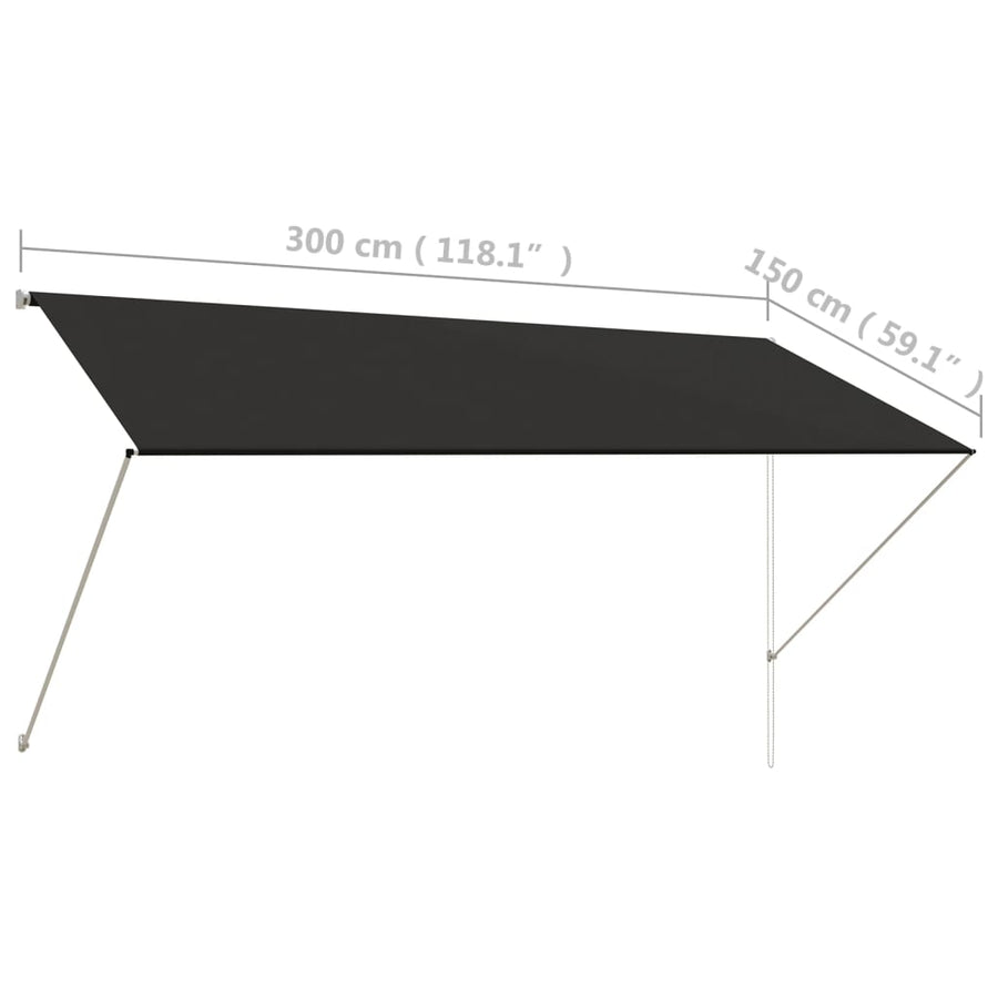 Luifel Uittrekbaar 300 x 150 cm Antraciet