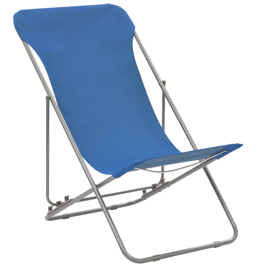 Strandstoelen Inklapbaar Staal En Oxford Stof Blauw