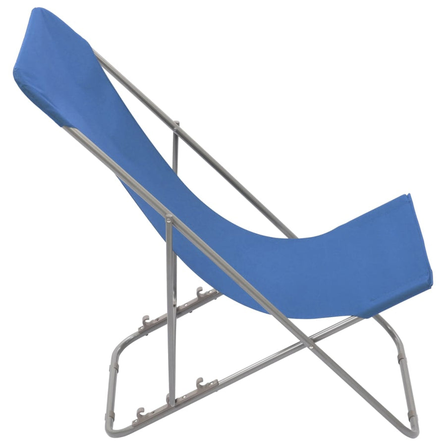 Strandstoelen Inklapbaar Staal En Oxford Stof Blauw