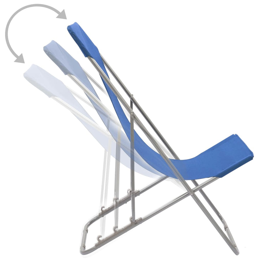 Strandstoelen Inklapbaar Staal En Oxford Stof Blauw