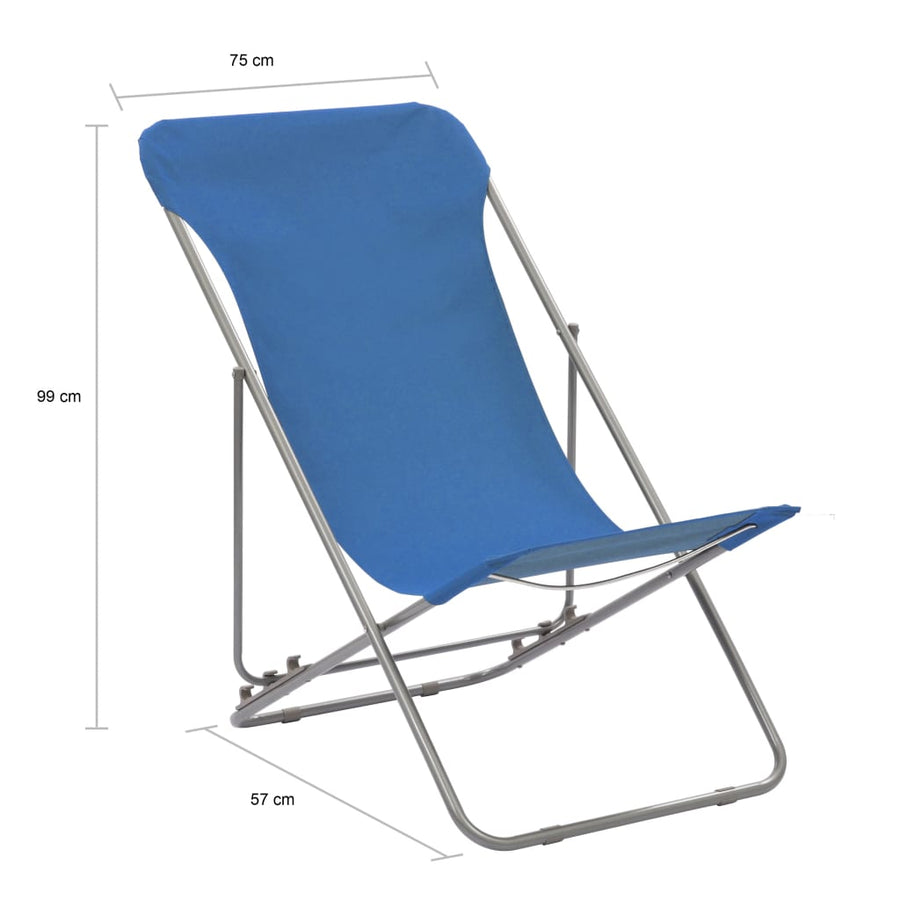 Strandstoelen Inklapbaar Staal En Oxford Stof Blauw