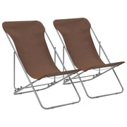 Strandstoelen inklapbaar 2 st staal bruin