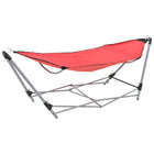 Hangmat rood met inklapbare standaard 241x76x70 cm