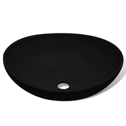 Wastafel Ovaal 40X33 Cm Keramiek Zwart