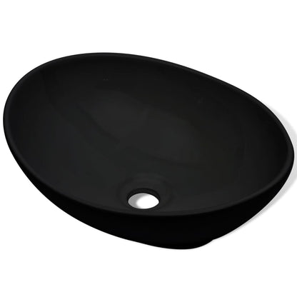 Wastafel Ovaal 40X33 Cm Keramiek Zwart