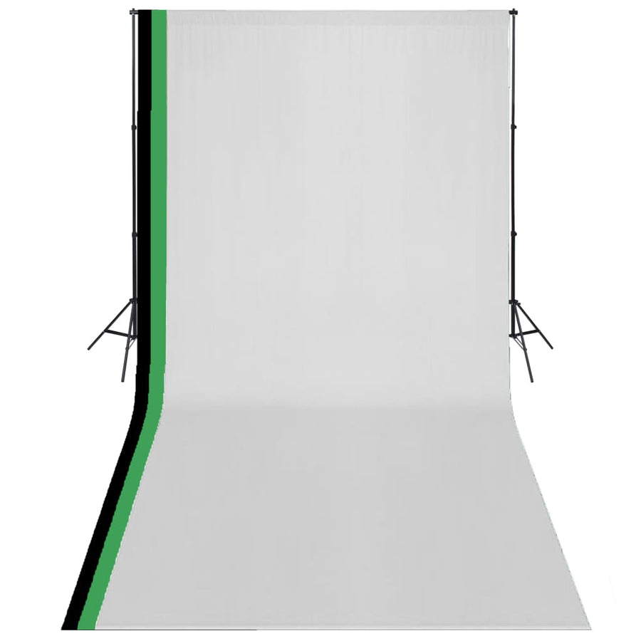 Fotostudioset met 3 katoenen achtergronden en frame 3x6 m