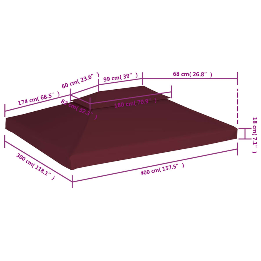 Prieeldak 2-Laags 4X3M 310 G/M² Bordeaux 4 x 3 m Rood