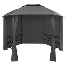 Tuinpaviljoen Met Gordijnen Hexagonaal 360X265 Cm Antraciet