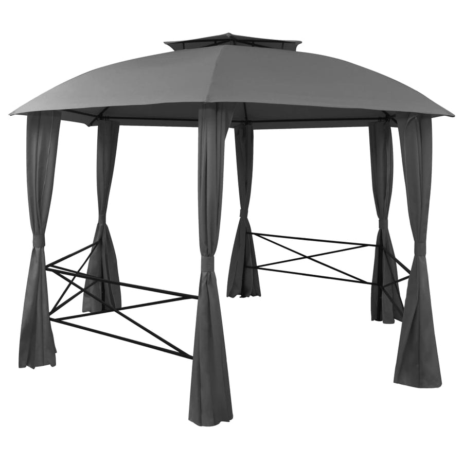 Tuinpaviljoen Met Gordijnen Hexagonaal 360X265 Cm Antraciet