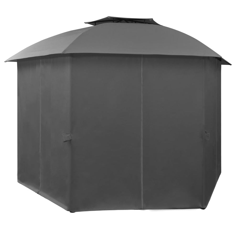 Tuinpaviljoen Met Gordijnen Hexagonaal 360X265 Cm Antraciet