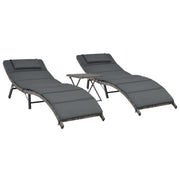 Loungeset 3-delig inklapbaar poly rattan grijs