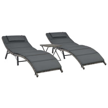 3-Delige Loungeset Inklapbaar Poly Rattan Grijs
