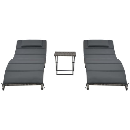 3-Delige Loungeset Inklapbaar Poly Rattan Grijs