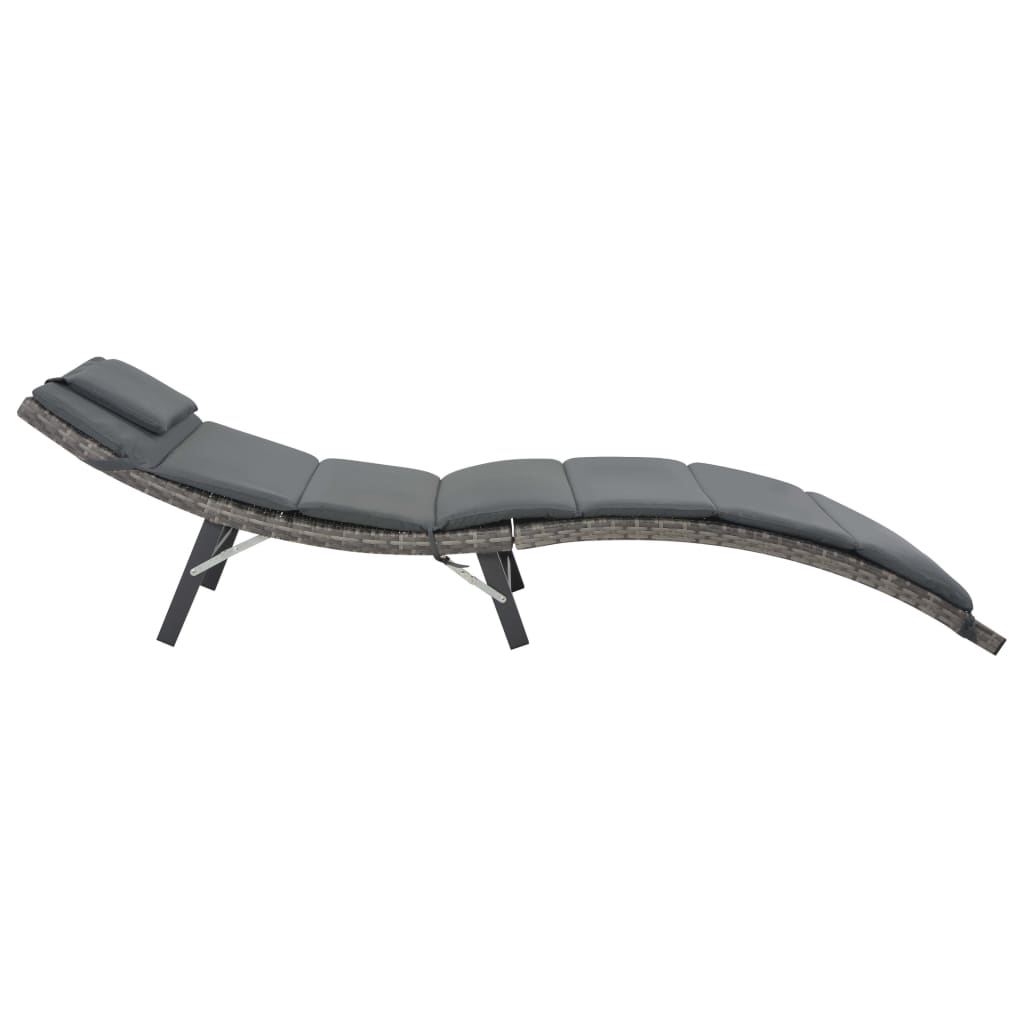 3-Delige Loungeset Inklapbaar Poly Rattan Grijs