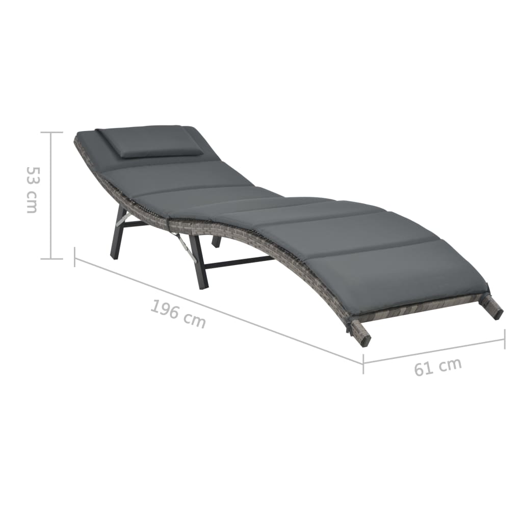 3-Delige Loungeset Inklapbaar Poly Rattan Grijs