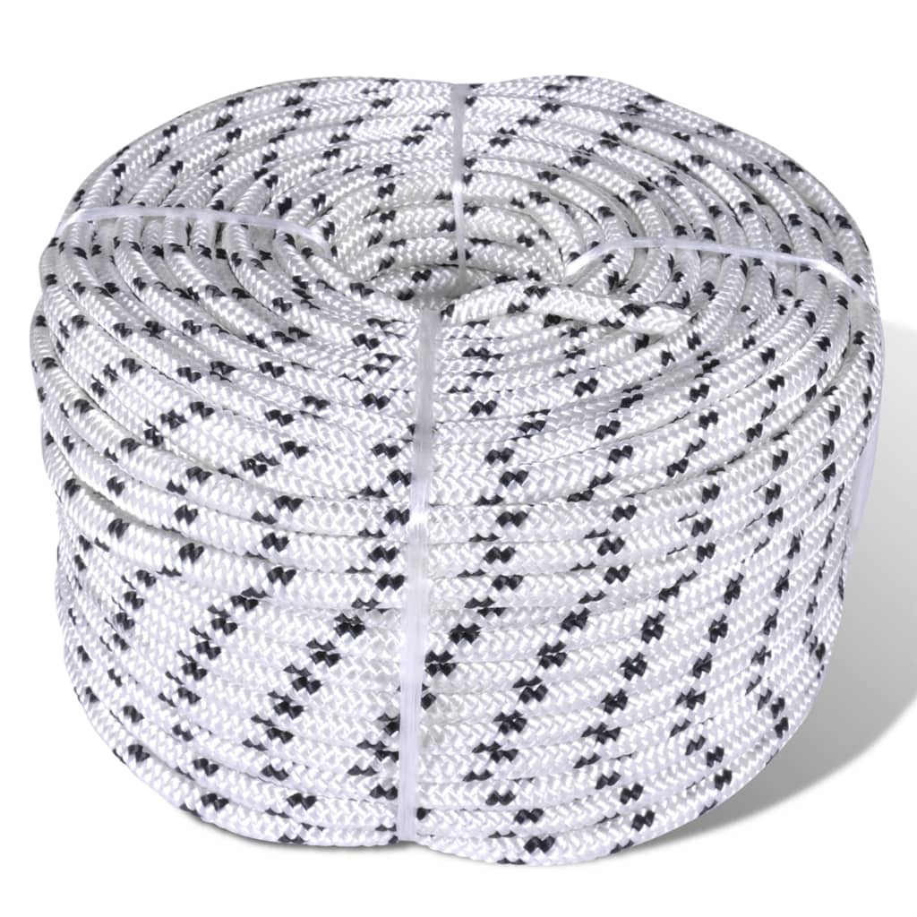 Boottouw gevlochten 6 mm 250 m polyester wit 6 mm 250 m