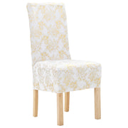 Stoelhoezen 6 st wit met gouden print