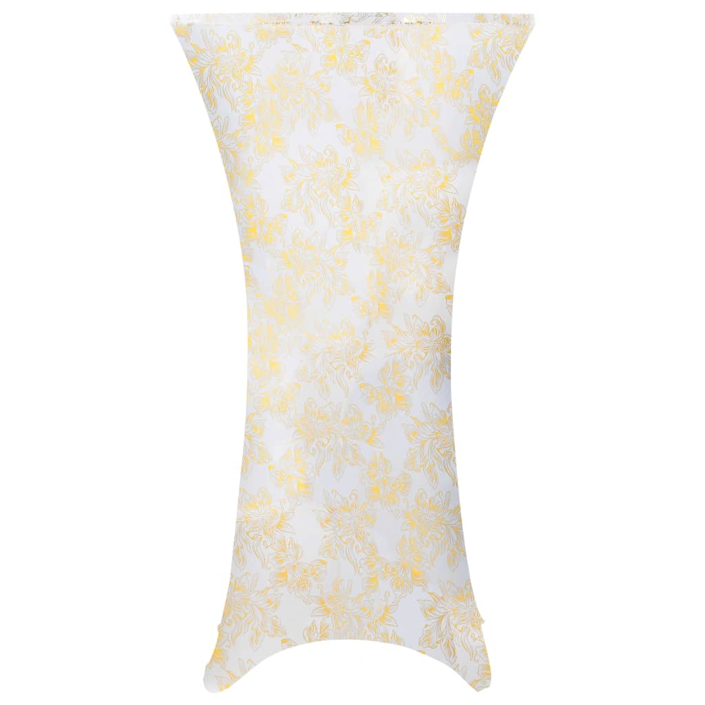 2 St Tafelhoezen Stretch 80 Cm Wit Met Gouden Opdruk
