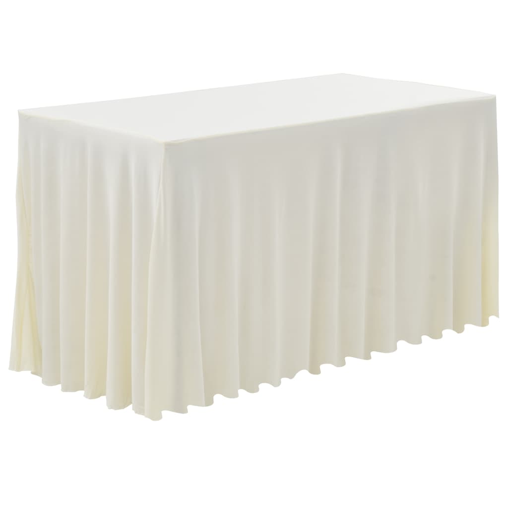 2 St Tafelhoezen Met Rok Stretch 120X60,5X74 Cm Crème 120 x 60.5 x 74 cm
