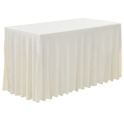 2 St Tafelhoezen Met Rok Stretch 120X60,5X74 Cm Crème 120 x 60.5 x 74 cm
