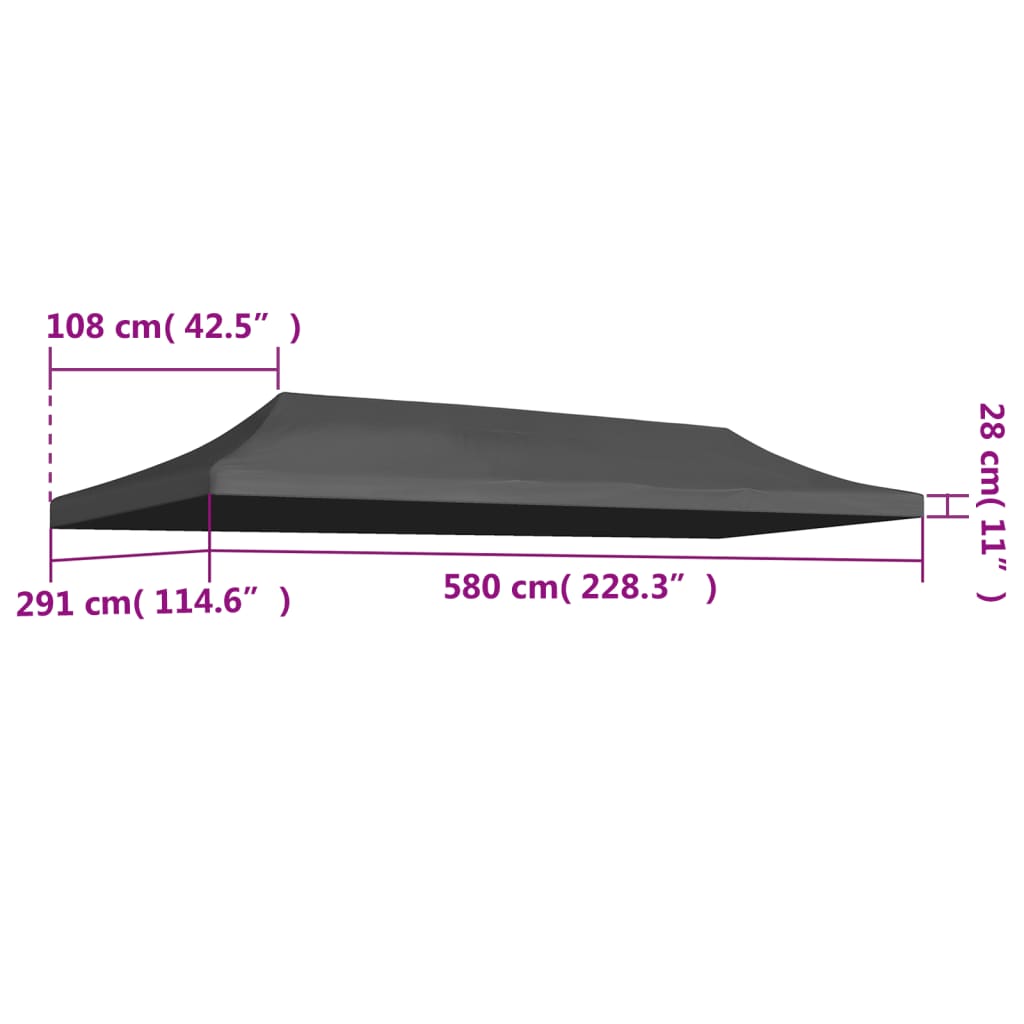 Partytentdak 3 x 6 m Antraciet
