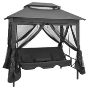 Schommelbank buiten met dak 220x160x240 cm staal antraciet