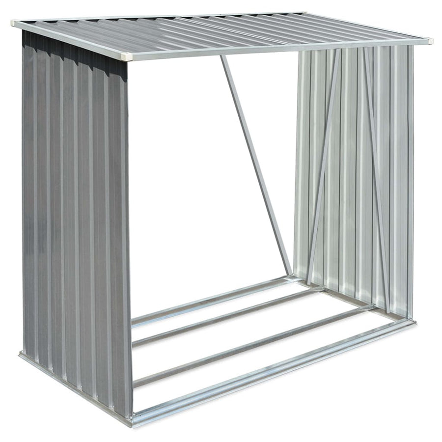 Haardhoutschuur 163X83X154 Cm Gegalvaniseerd Staal Grijs