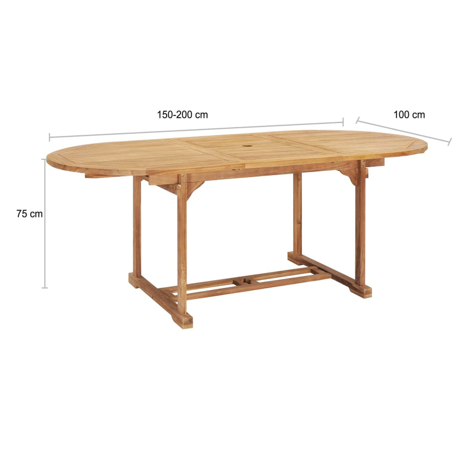Tuintafel verlengbaar 150-200x100x75 cm massief teakhout 200 x 100 x 75 cm ovaal