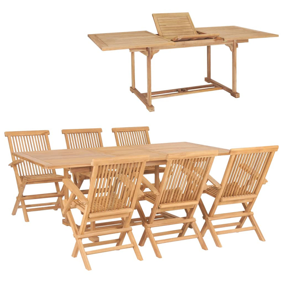 -Delige Tuinset 150-200X100X5 Cm Massief Teakhout Met armleuning Rechthoekig