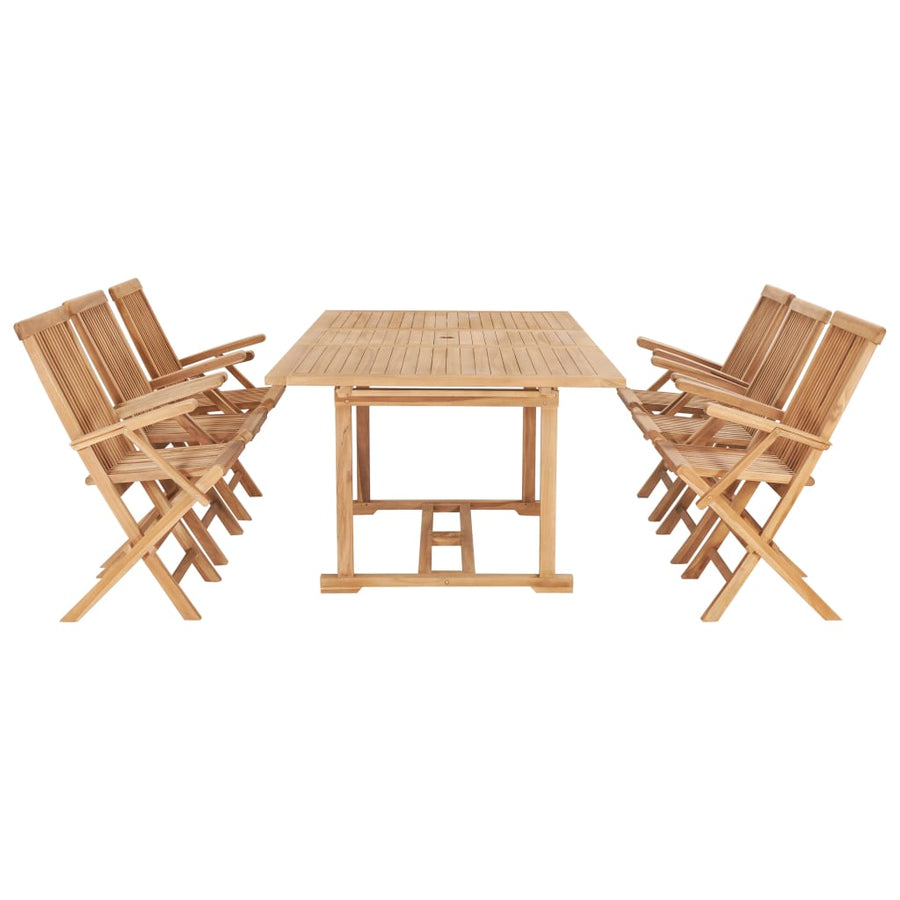 -Delige Tuinset 150-200X100X5 Cm Massief Teakhout Met armleuning Rechthoekig