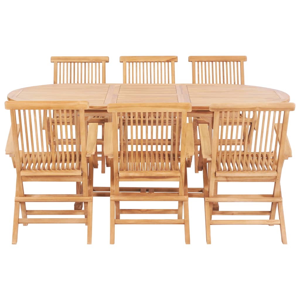 -Delige Tuinset 150-200X100X5 Cm Massief Teakhout Met armleuning ovaal