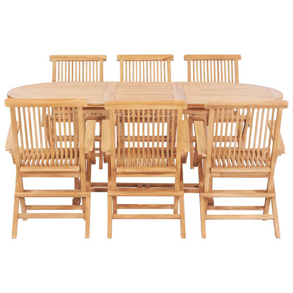 -Delige Tuinset 150-200X100X5 Cm Massief Teakhout Met armleuning ovaal