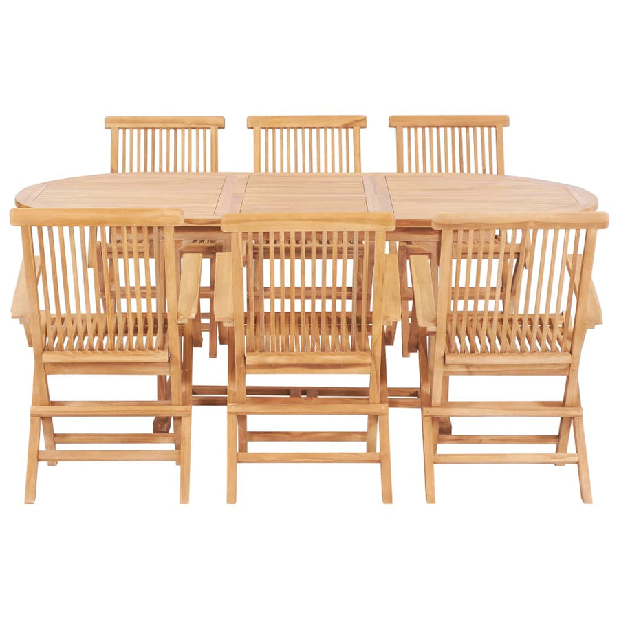 -Delige Tuinset 150-200X100X5 Cm Massief Teakhout Met armleuning ovaal