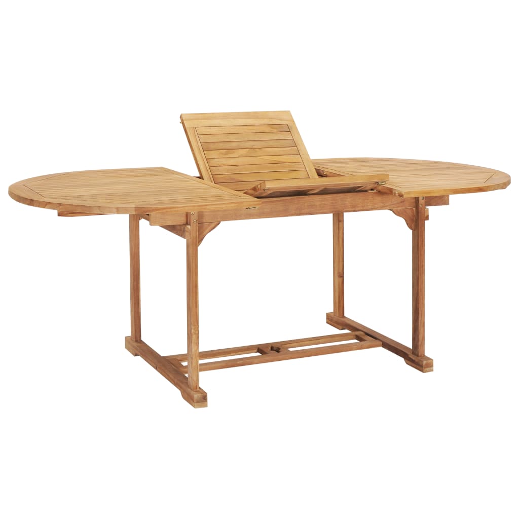 -Delige Tuinset 150-200X100X5 Cm Massief Teakhout Met armleuning ovaal