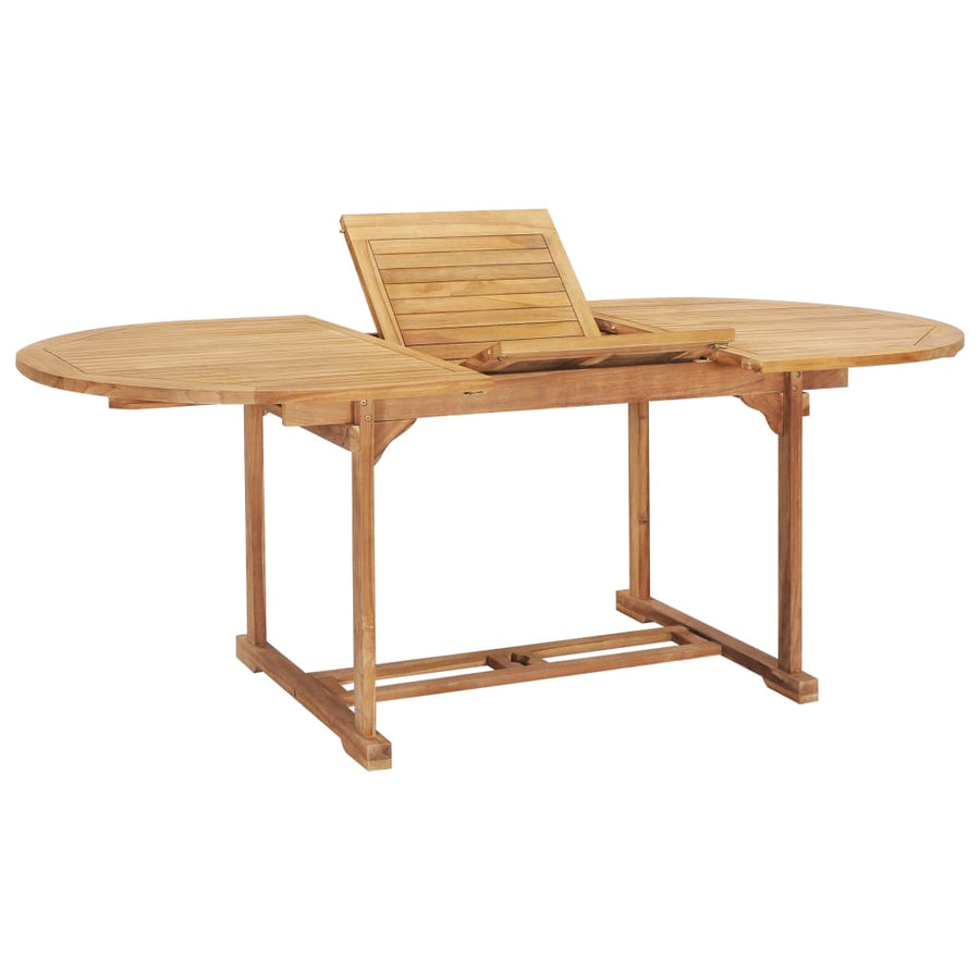 -Delige Tuinset 150-200X100X5 Cm Massief Teakhout Met armleuning ovaal