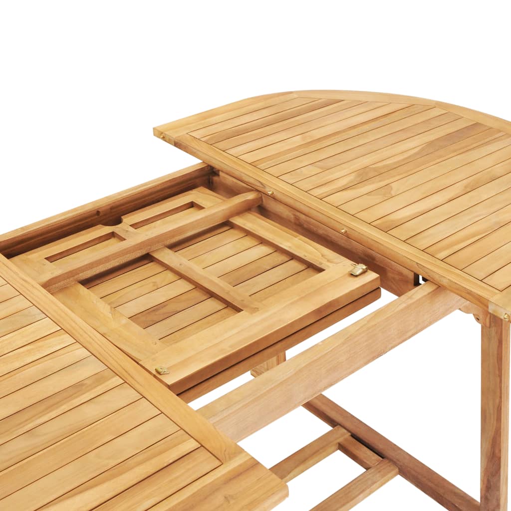 -Delige Tuinset 150-200X100X5 Cm Massief Teakhout Met armleuning ovaal