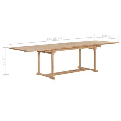 Tuintafel verlengbaar 180-280x100x75 cm massief teakhout 280 x 100 x 75 cm Rechthoekig