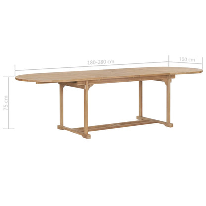 Tuintafel verlengbaar ovaal 180-280x100x75 cm massief teakhout 280 x 100 x 75 cm ovaal